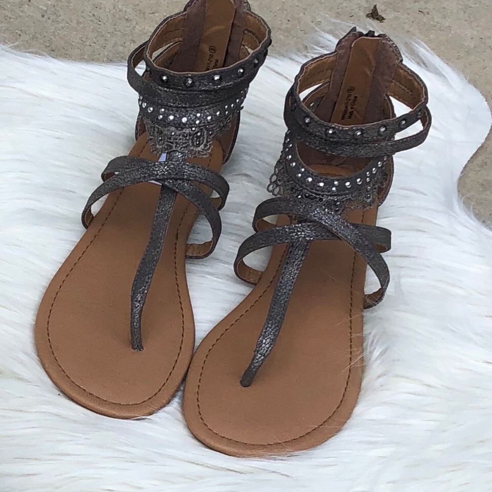 Pewter Strappy Sandals